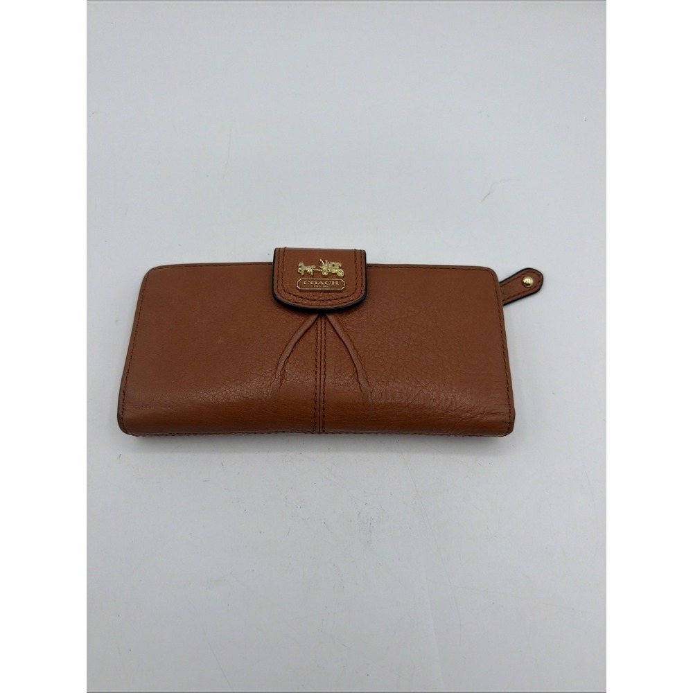 Vintage Coach Metallic & Bronze Leather Bifold Clutch Checkbook Horse & Carriage